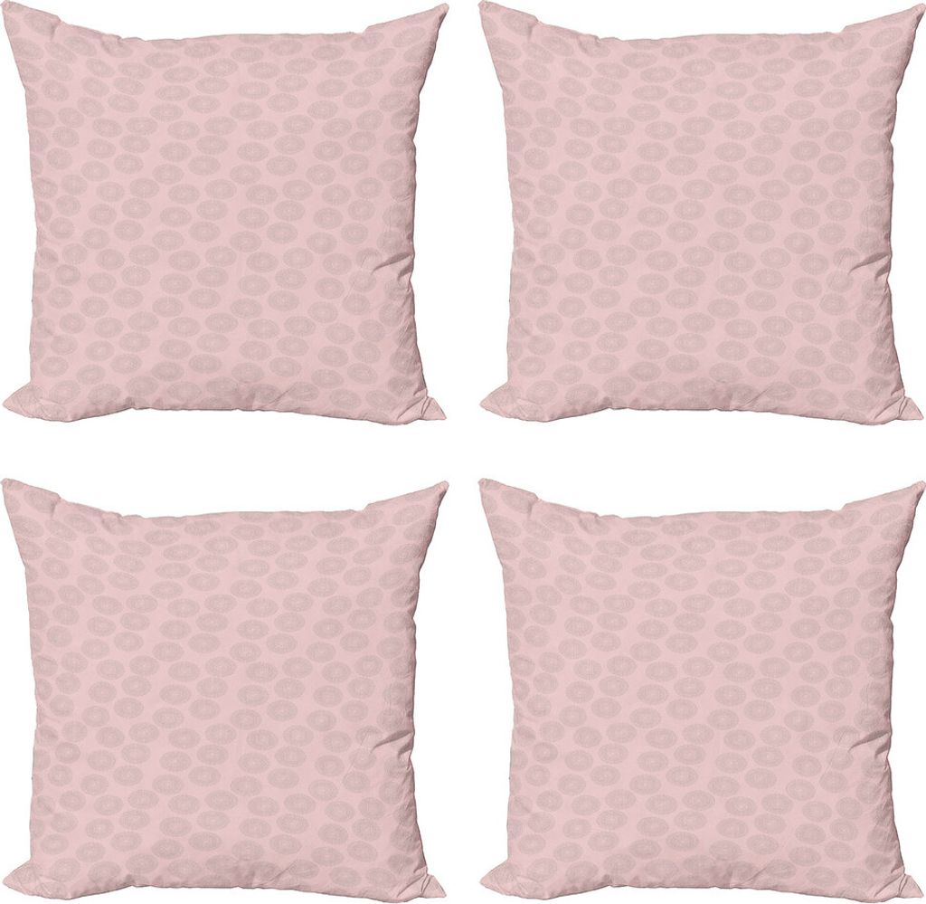 ABAKUHAUS Gedeckte Farben Kissenbezug Set (4 Stück), Vintage Boho Shapes, Moderner Doppelseitiger Digitaldruck, 45 cm x 45 cm, Blush und Pale Taupe