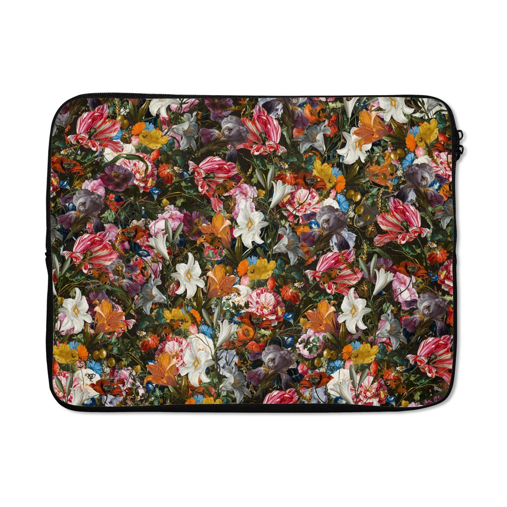 MuchoWow Laptop Hülle 17 Zoll Laptoptasche Blumen - Schmetterling - Design - Kunst - Abstrakt - Malerei - Alte Meister - Zipper - Schutzabdeckun...