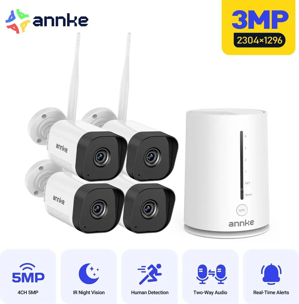 Kit de vidéosurveillance WiFi 4 caméras infrarouges - Sécurité Maison