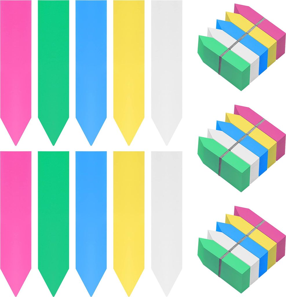 BELLE VOUS 500 STK Bunte Pflanzenstecker zum Beschriften aus Plastik – 10x2cm Pflanzenschilder Wetterfest Etiketten zum Beschriften in 5 Farben für