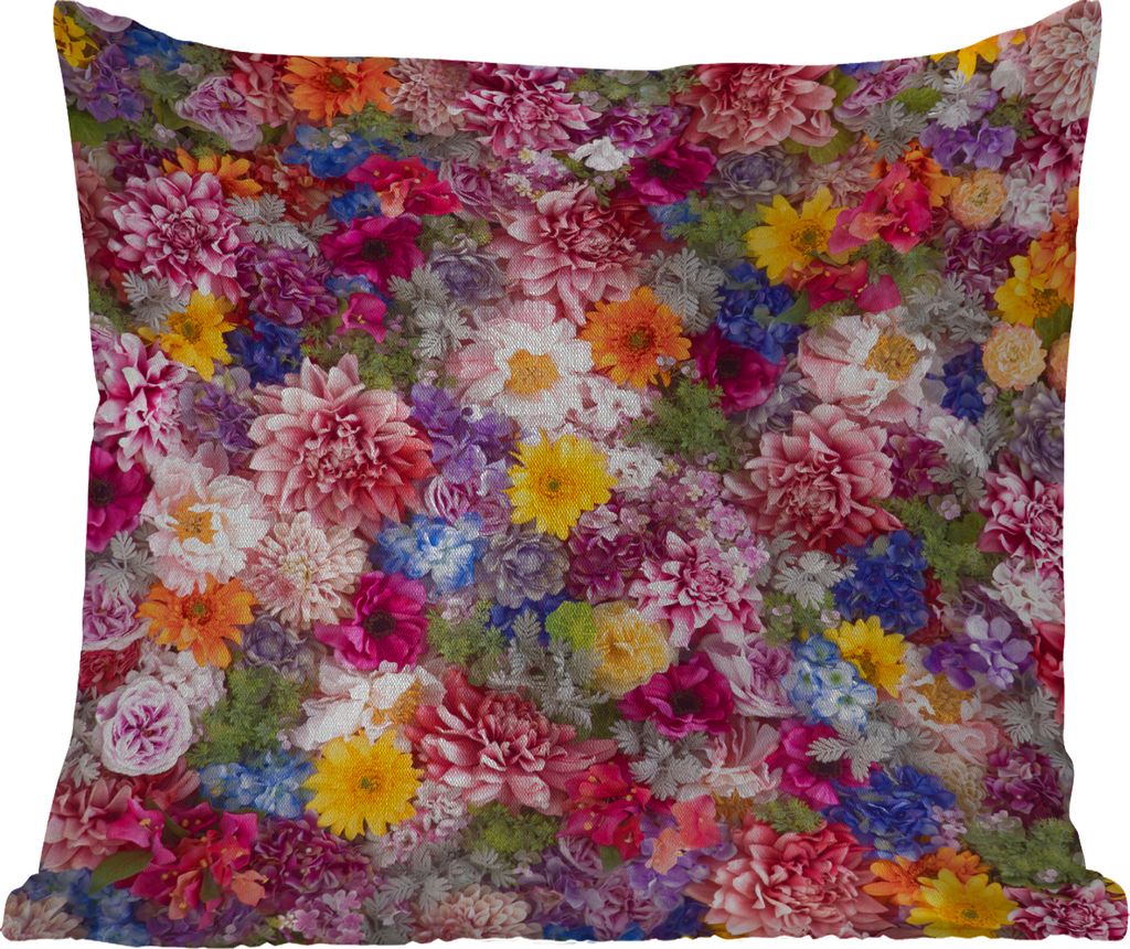 MuchoWow Outdoor Kissen - Blumen - Farben - Collage - 60x60 cm - Wetterfest - Lounge Kissen - Dekoration - Schlaf Kissen