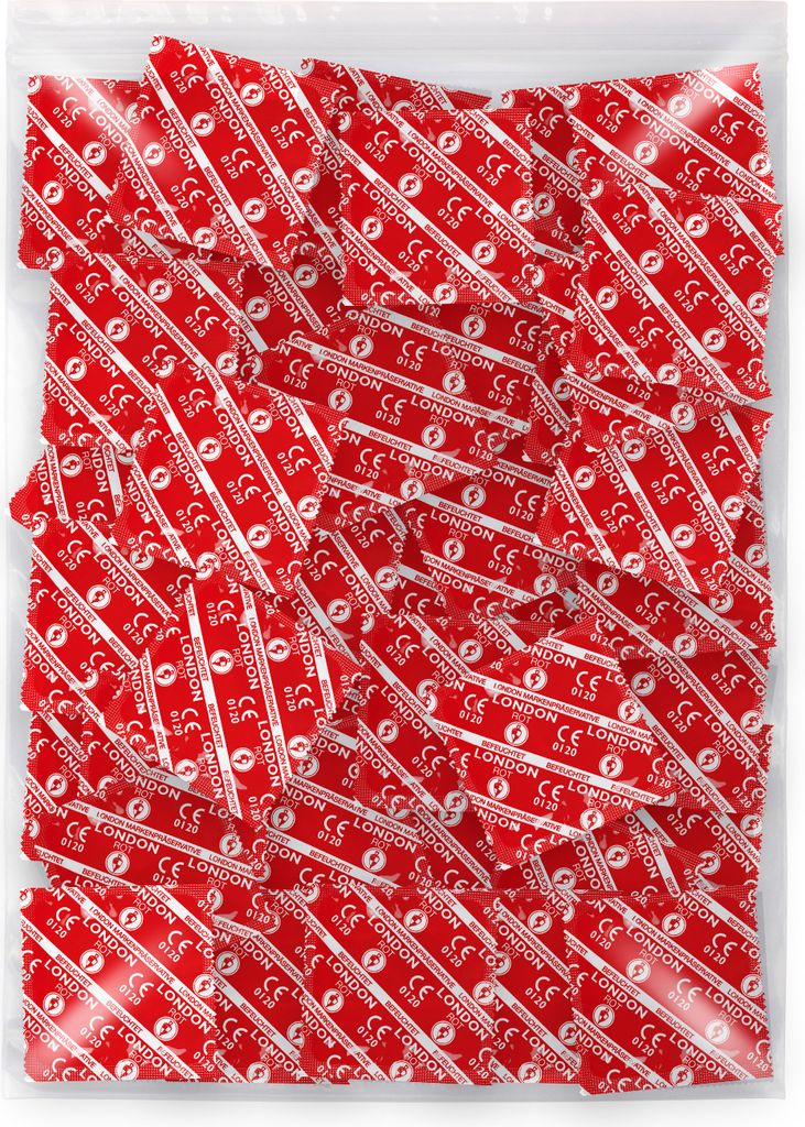 A pile of individually wrapped condoms.