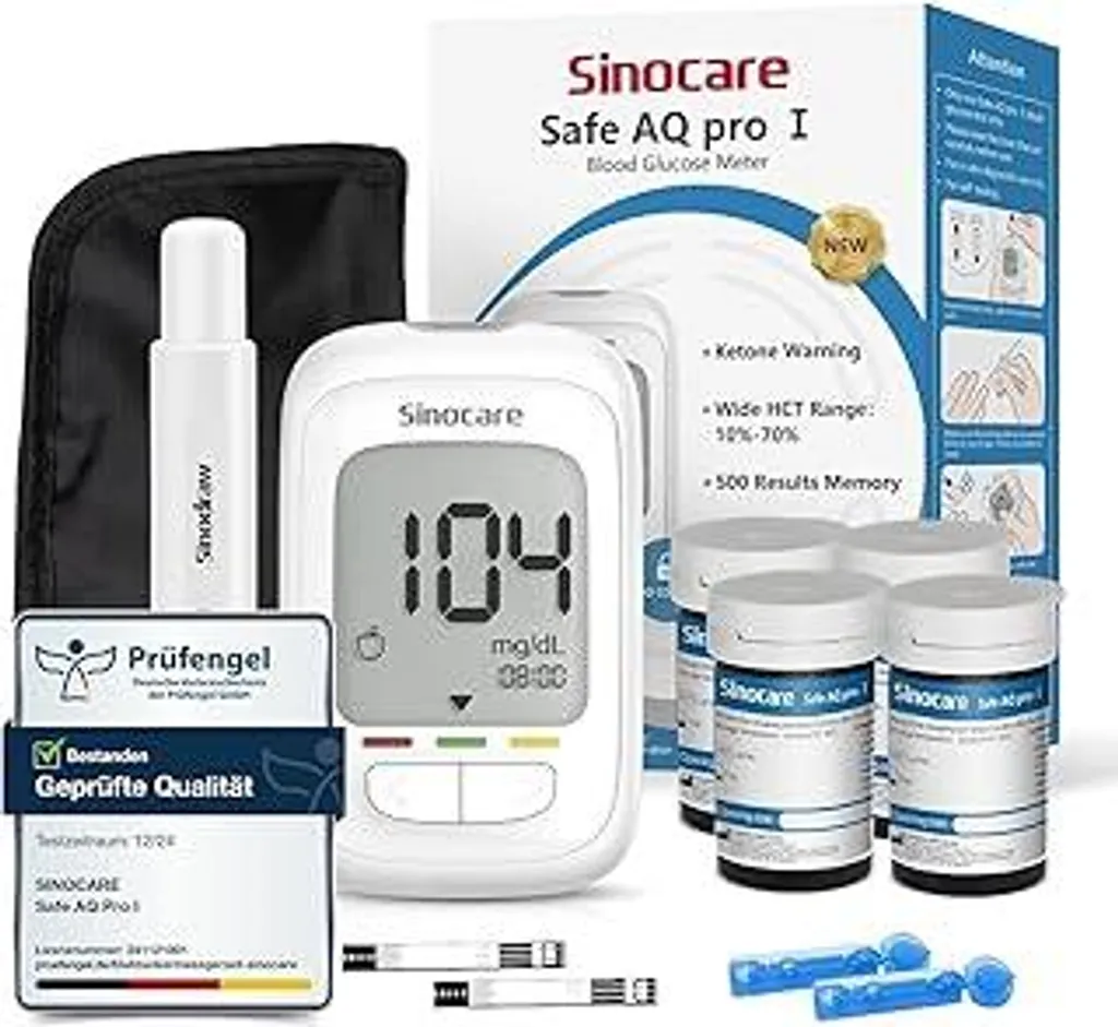 Kit Diabete Sinocare Safe AQ pro I: 100 Strisce Alta Precisione
