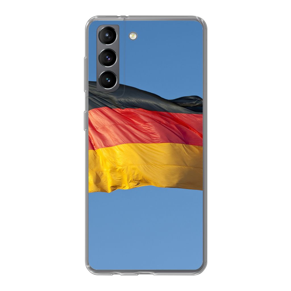 MuchoWow Handyhülle Schutzhülle Hülle für Samsung Galaxy S21 Foto der deutschen Flagge Silikon Softcase Handy Hülle - Softcase