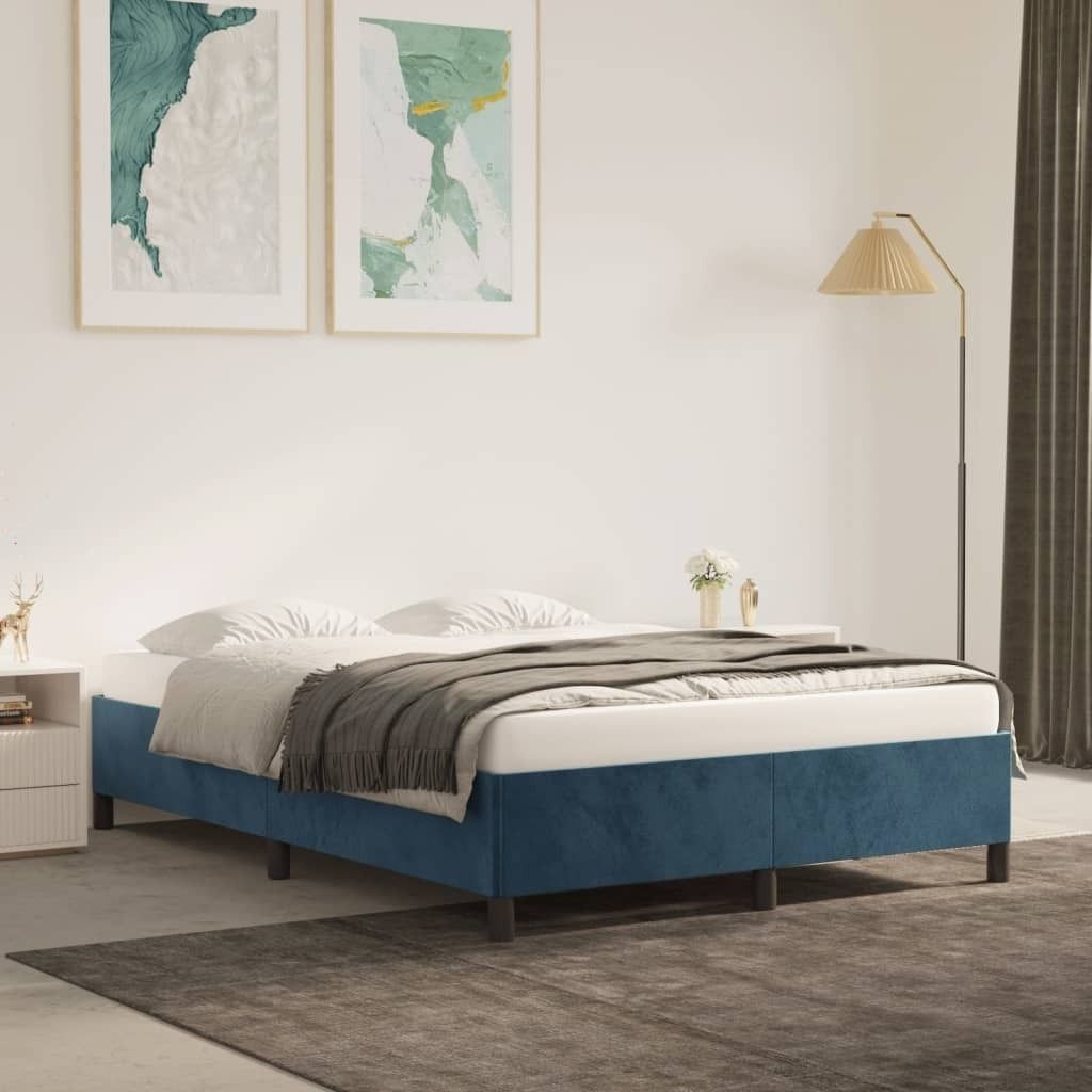 Maison Exclusive - Bettgestell ohne Matratze Dunkelblau 140x190 cm Samt