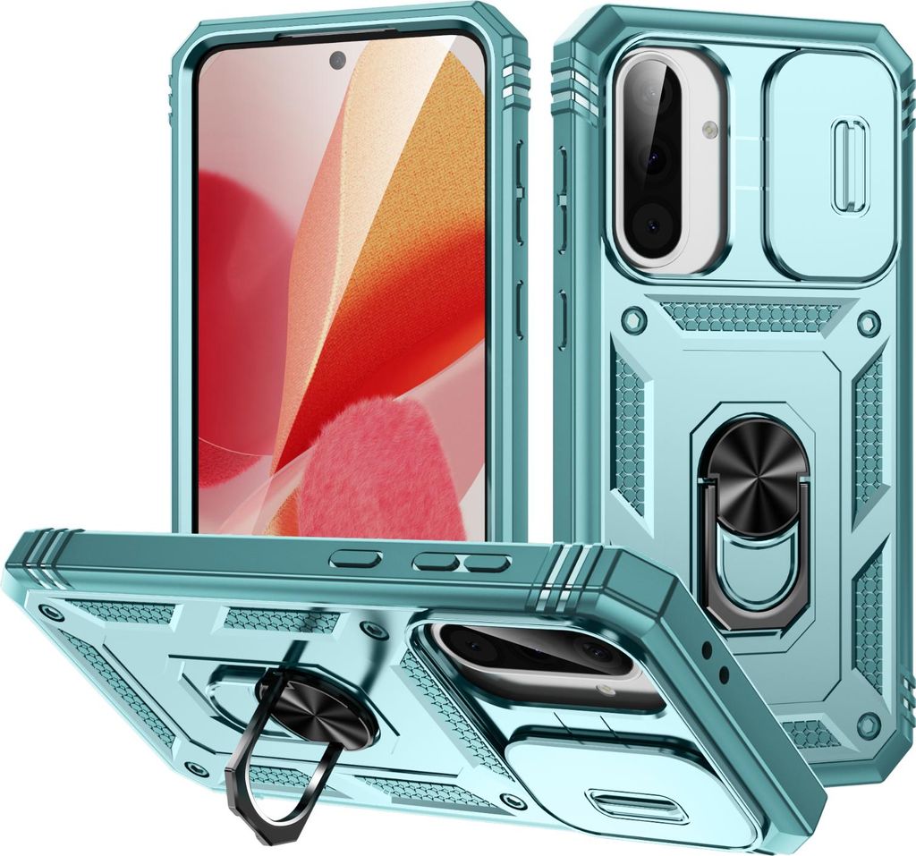 Hülle für Samsung Galaxy A36, Schiebe Kamera Schutz Stoßfest Schutzhülle mit Ringhalterung Ständer Grün