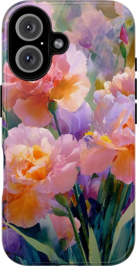 Blumiges Aquarell in Pink und Lila – Hülle Kompatibel mit iPhone 16