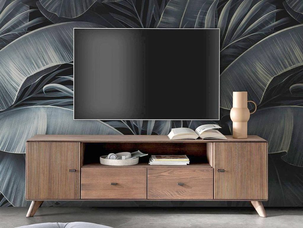 TV Board 180x57cm "Lugano" Kernbuche massiv Tabak geölt