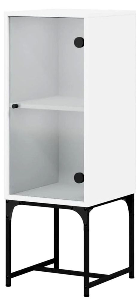 Beistellschrank mit Glastür, Sideboard mit Stauraum, Kommode für das Wohnzimmer, Anrichte, Modern, Weiß Holzwerkstoff