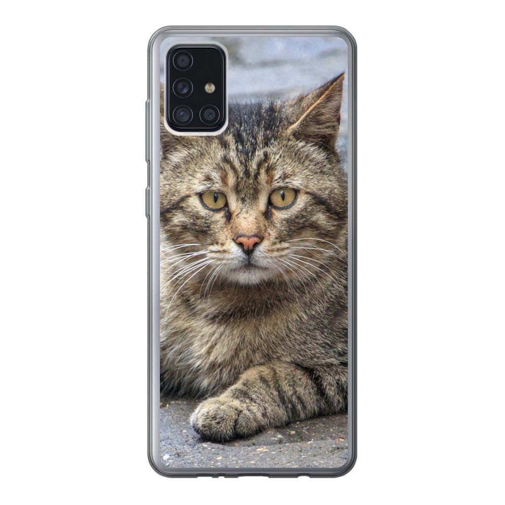 MuchoWow Handyhülle Schutzhülle Hülle für Samsung Galaxy A52 5G Katze - Tier - Braun - Mädchen - Kinder - Jungen - Kind Silikon Softcase Han...