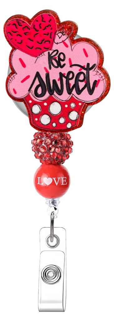 Selbstgemachter Perlen-Ausweishalter, Valentinstag-Ausweisclip, verstellbares und ausziehbares Lanyard für Schlüssel, Ausweis, kreatives Geschenk...