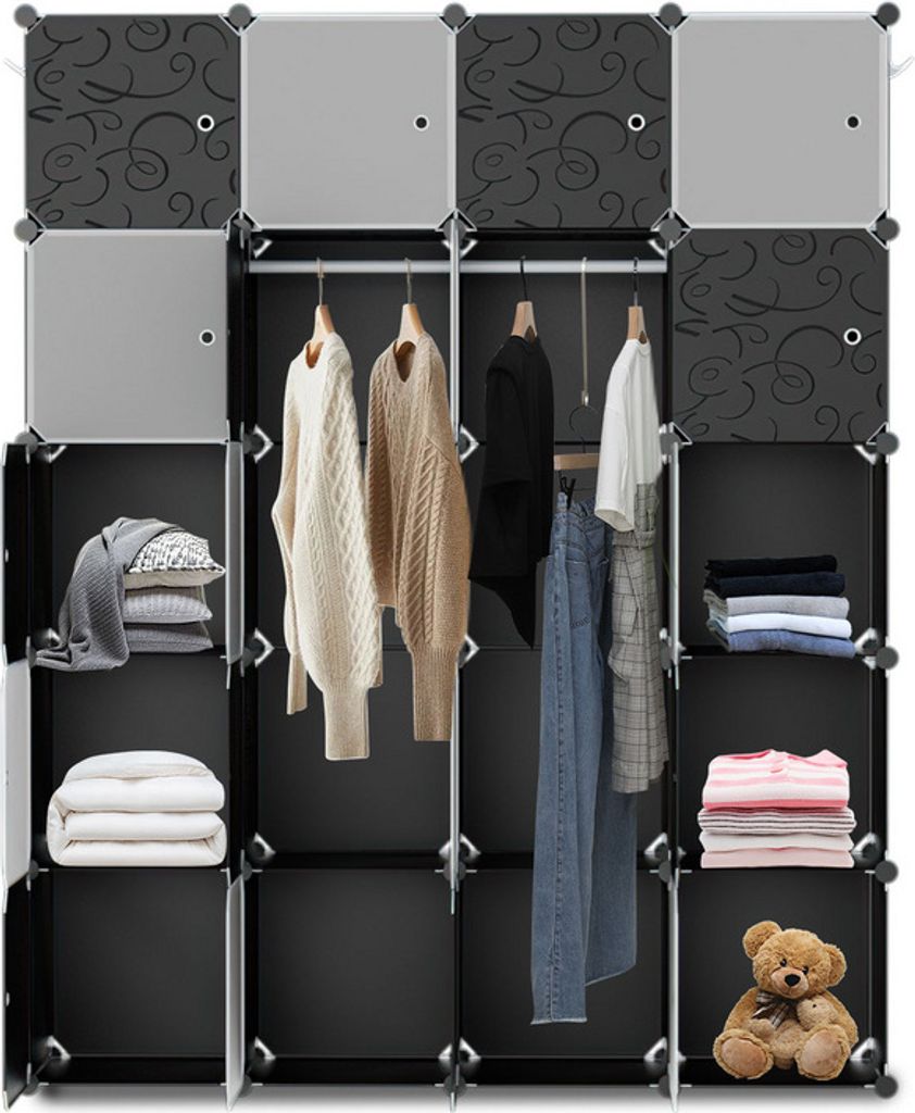 Jopassy Kleiderschrank DIY Schuhschrank mit Gummihammer Multifunktionsregal 20 Würfel