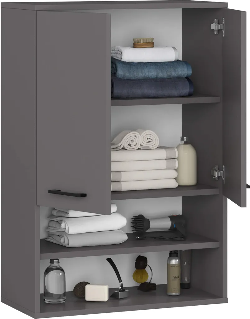 Armoire Murale Rangement pour Petit Espace Akord 2 Portes Gris Foncé