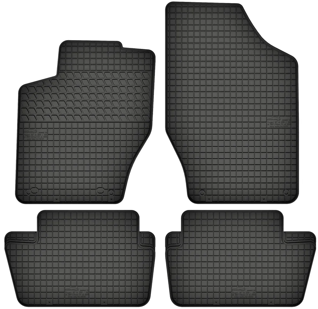 Tappeti Auto in Gomma Peugeot 307 (2000/2008) - Kit Completo Nero