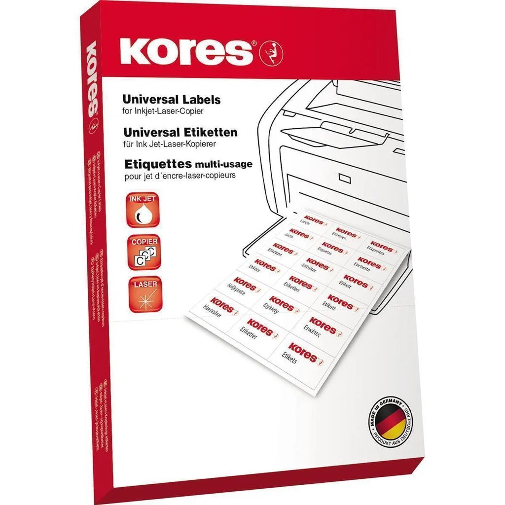Kores Universal-Etiketten, 105 x 37 mm, gelb, 100 Blatt
