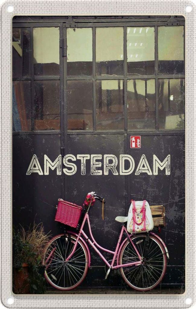 vianmo Blechschild 30x20 cm Amsterdam Stadt Urlaub Fahrrad Natur zu Fuß Bildmotiv Reisemotiv Abenteuer Reisen