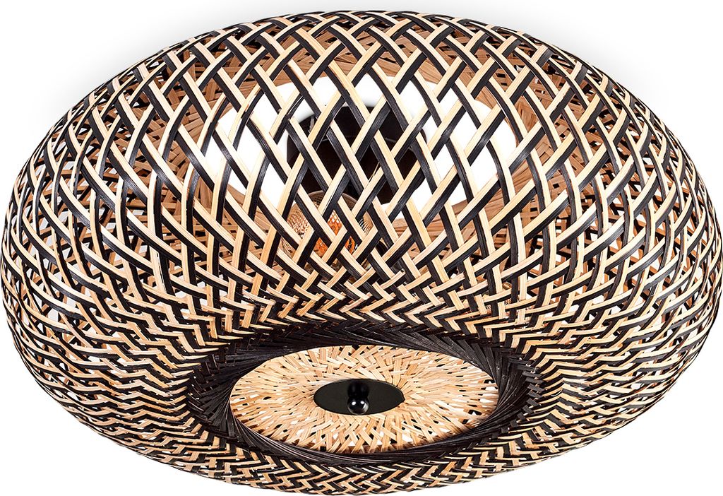 Decollatura Deckenlampe aus Metall/Bambus in Schwarz/Natur