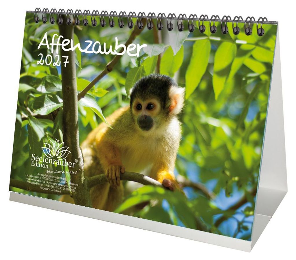 Affenzauber DIN A5 Tischkalender für 2027 Affen - Seelenzauber
