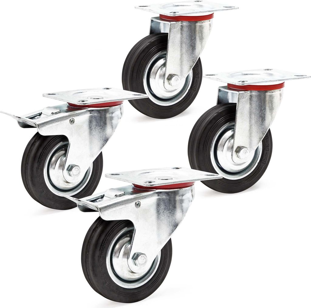 Sada transportních koleček Wiltec 100 mm 2x otočné kolečko Obrázek produktu 