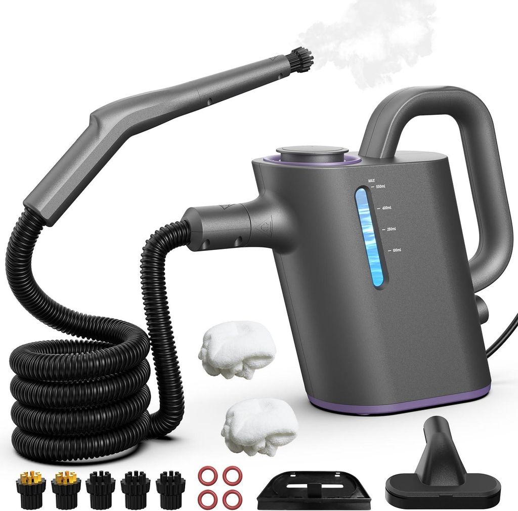Dampfreiniger, 1500W Hand Dampfreiniger, Dampfgeräte, 550ML Tank, 15s Schnellaufheizung, für Küche, Bad, Fugen, Fenster, Auto & Polster