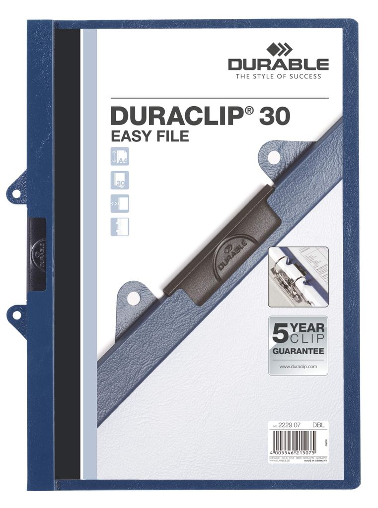 DURABLE Cartellina con clip DURACLIP® EASY FILE 30 A4, Blu Immagine del prodotto 
