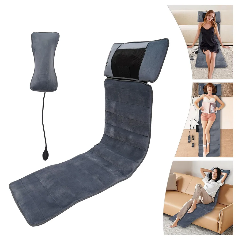 Coussin massant chauffant gris avec appui cervical détachable modulable - 2