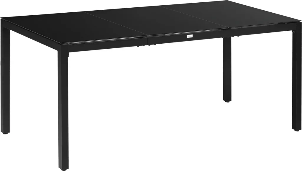 Outsunny Table de Jardin Noire 8 Personnes en Verre Trempé 180x80x72 cm