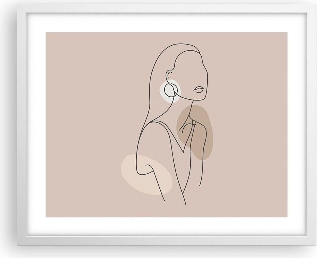 Gerahmtes Poster - Weißer Rahmen - Stück Linie Frau - 50x40 cm - Wand Bild - Wanddeko - Wandbilder - Kunstposter - Wandposter - Bilderrahmen - Bi...
