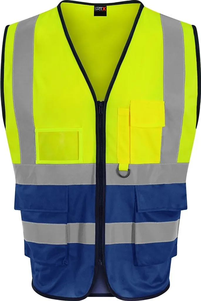 Regatta Professional Gilè Alta Visibilità PRO Body Uomo - Giallo/Blu, Taglia XL - 100% Poliestere Con Tasche E Orlo Regolabile