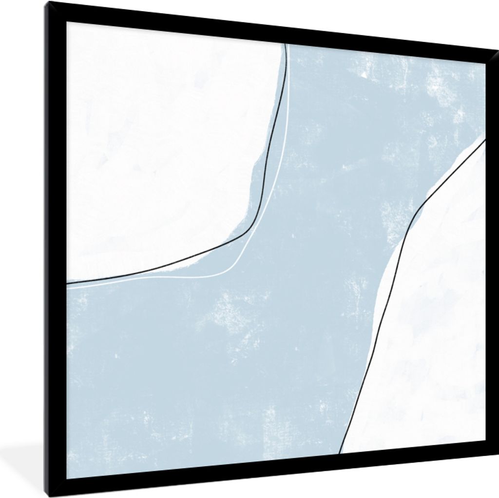 MuchoWow Gerahmtes Poster Blau - Minimalismus - Abstrakt 40x40 cm - Poster mit Schwarzem Bilderrahmen Wandposter Rahmen Foto Bilder - Mit Rahmen ...