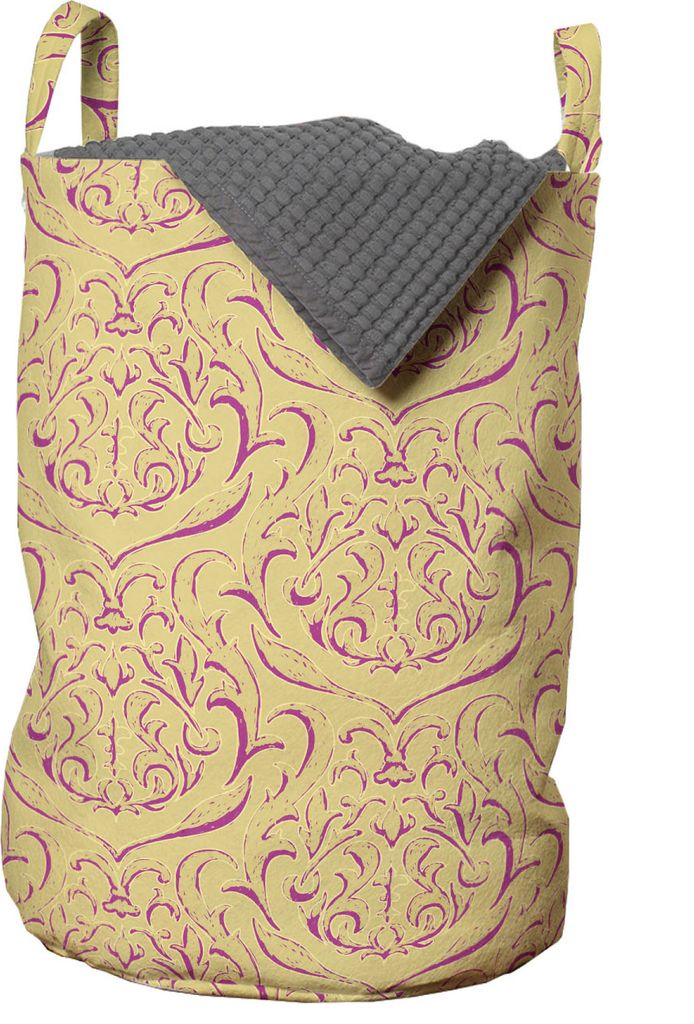 ABAKUHAUS Bärenklau Wäschesack, Repetitive Königlichen Muster, Wäschekorb mit Griffen Kordelzugverschluss für Waschsalons, 33 cm breit x 49 cm...