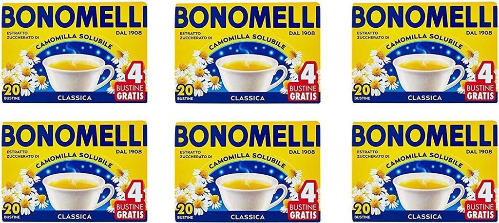 6x Bonomelli camomilla löslich entspannendes Getränk Kamille 20 beutel + 4 frei