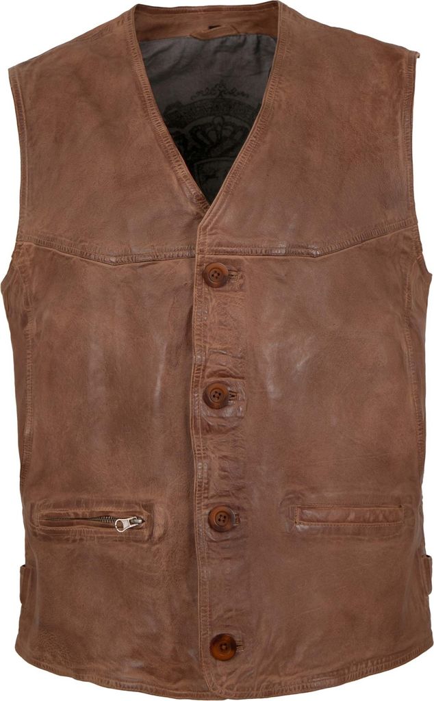 MADDOX - Herren Lederweste Lammnappa cognac : 52