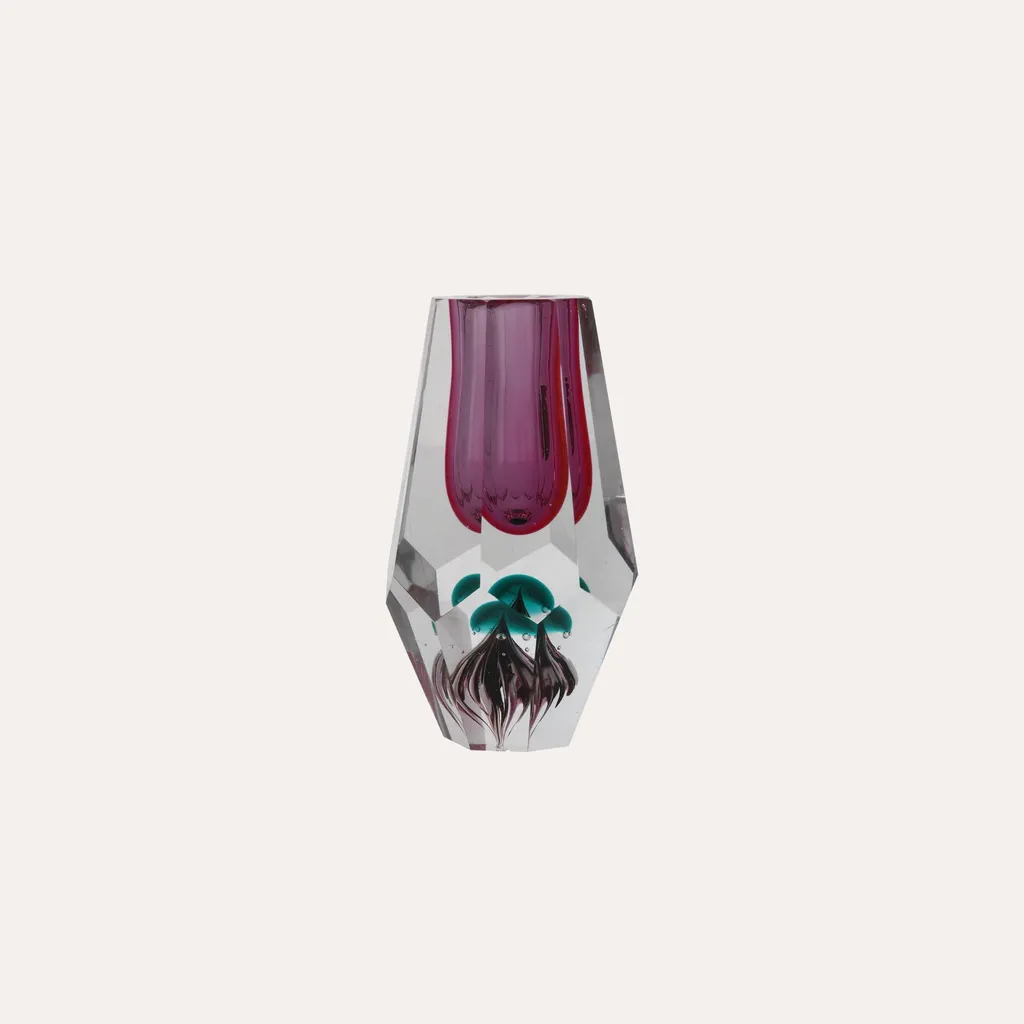 KEYHOMESTORE Vase Diamante en verre fuchsia 19 cm pour décoration chic