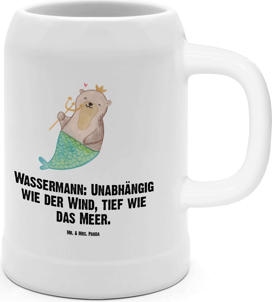 Mr. & Mrs. Panda Bier Seidel Wassermann Astrologie - Weiß - Geschenk, Geburtstagsgeschenk, Humpen, Steinbierkrug, Keramikkrug, Krug, Steinkrug, St...
