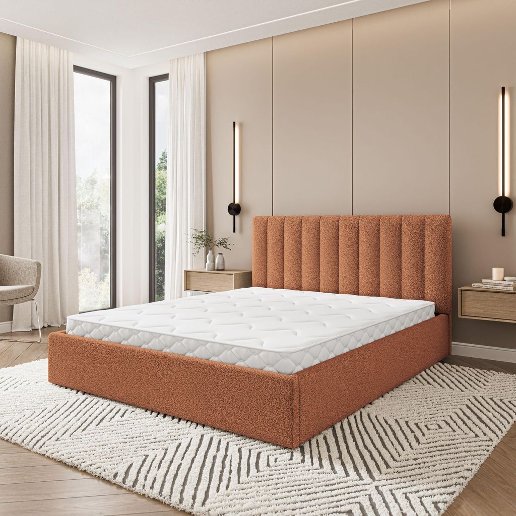 Masseno Polsterbett DEMERA Q 160x200 cm, Polsterbett mit Bettkästen - Orange, QUELLE 54