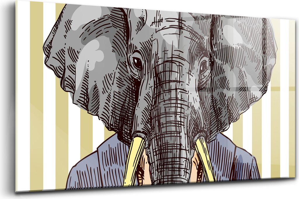 Bilder auf glas - Einteilig - Wanddekoration - Glas Bilder - 120x60 - Elefant in einer Jacke
