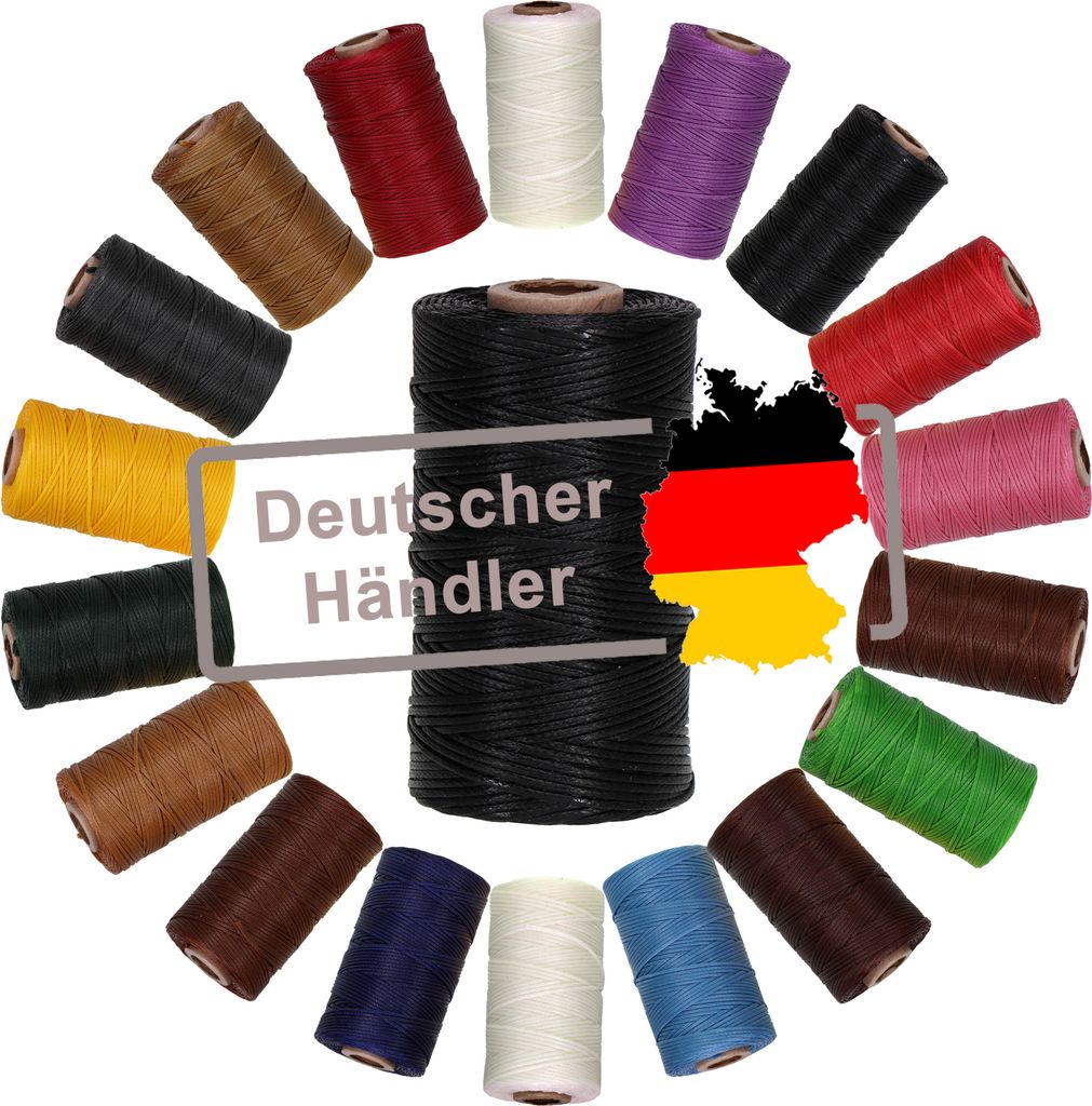 Ledergarn gewachst schwarz 1mm x 0,3mm I Sattlergarn - gewachster Faden aus Polyester stabil & haltbar I Wachsgarn Forellenfaden Outdoor Nähgarn i...