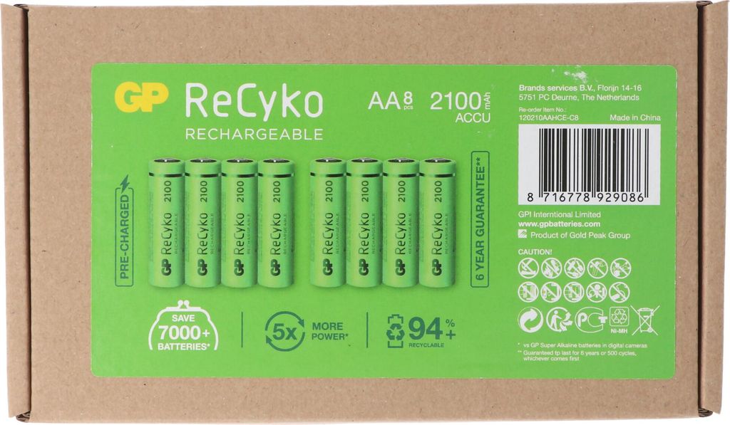 AA Mignon Akku GP NiMH 2100 mAh ReCyko 1,2V 8 Stück