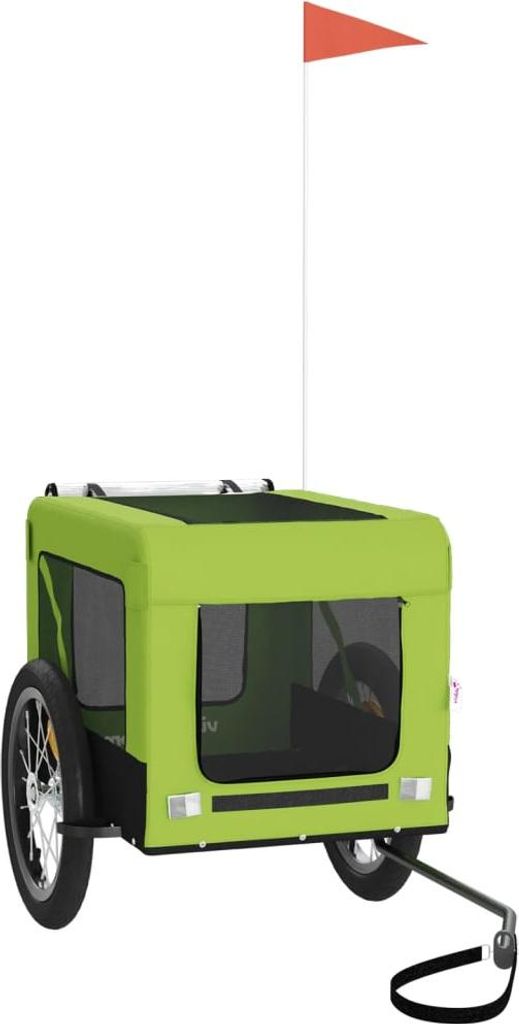vidaXL Fahrradanhänger Hunde Grün und Schwarz Oxford-Gewebe & Eisen