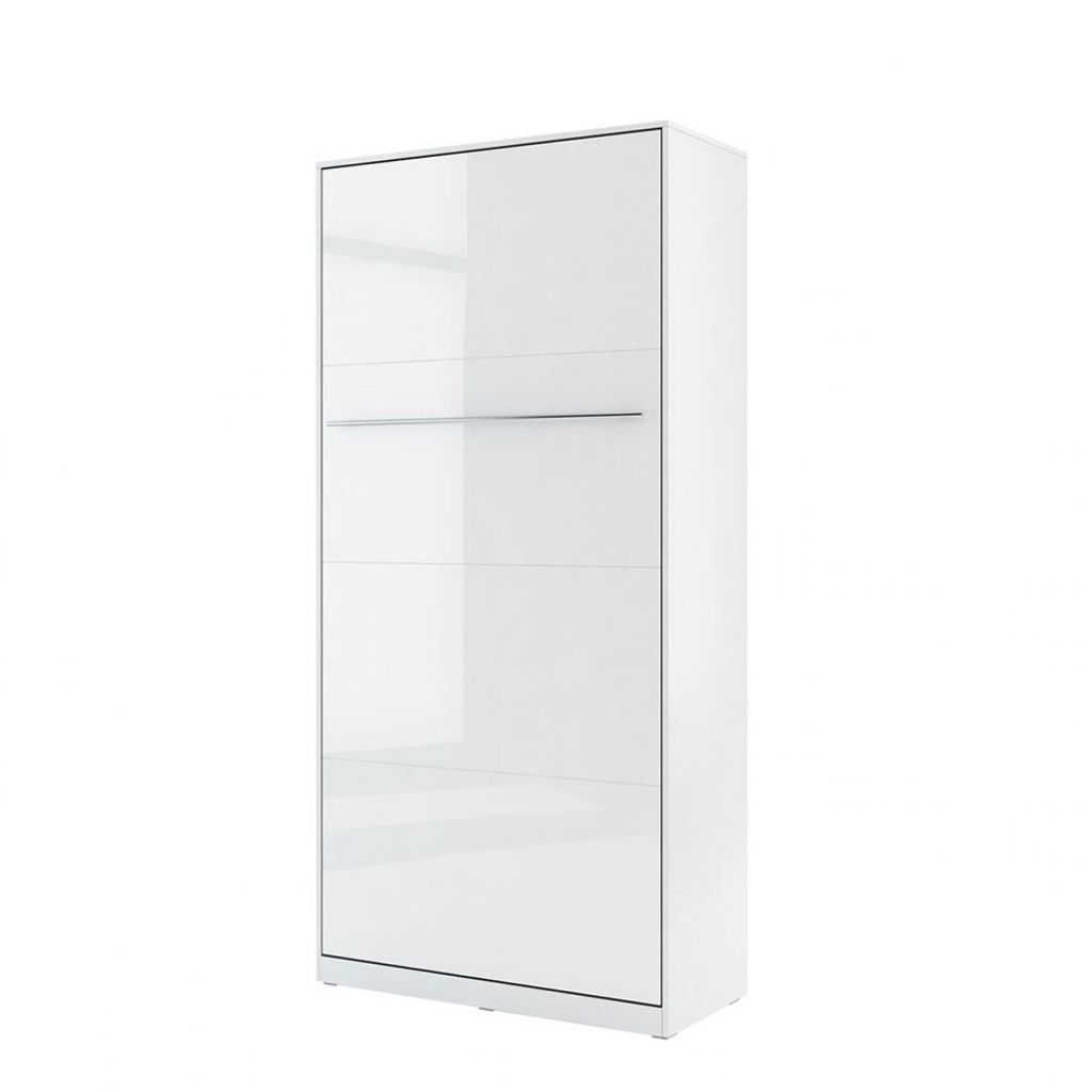 MIRJAN24 Schrankbett Concept Pro CP-03 Vertical, Wandklappbett inkl. Lattenrost, Schrank mit Klappbett (90x200 cm, Weiß Matt / Weiß Hochglanz)