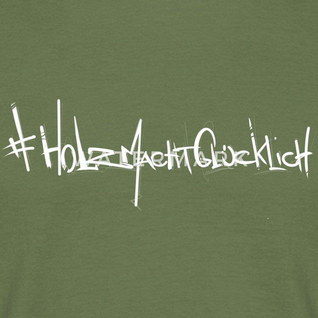 Spreadshirt Holzkunst Scholz Merch Holz Macht Glücklich Männer T-Shirt, 3XL, Militärgrün