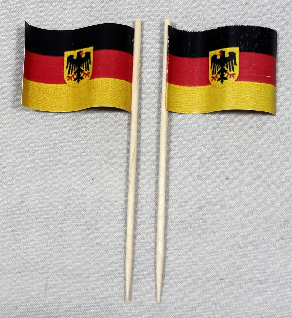 Party-Picker Flagge Deutschland Bundesdienstflagge Adler Papierfähnchen in Spitzenqualität 25 Stück