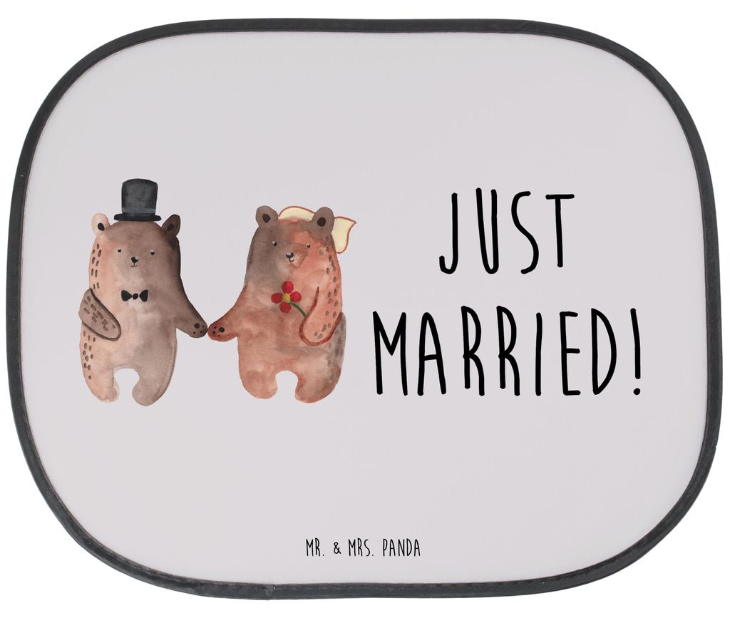 Mr. & Mrs. Panda Hitzeschutz Auto Bär Heirat - Grau Pastell - Geschenk, Teddy, saugnapf sonnenschutz, Autoscheibe, autofenster, Seitlicher