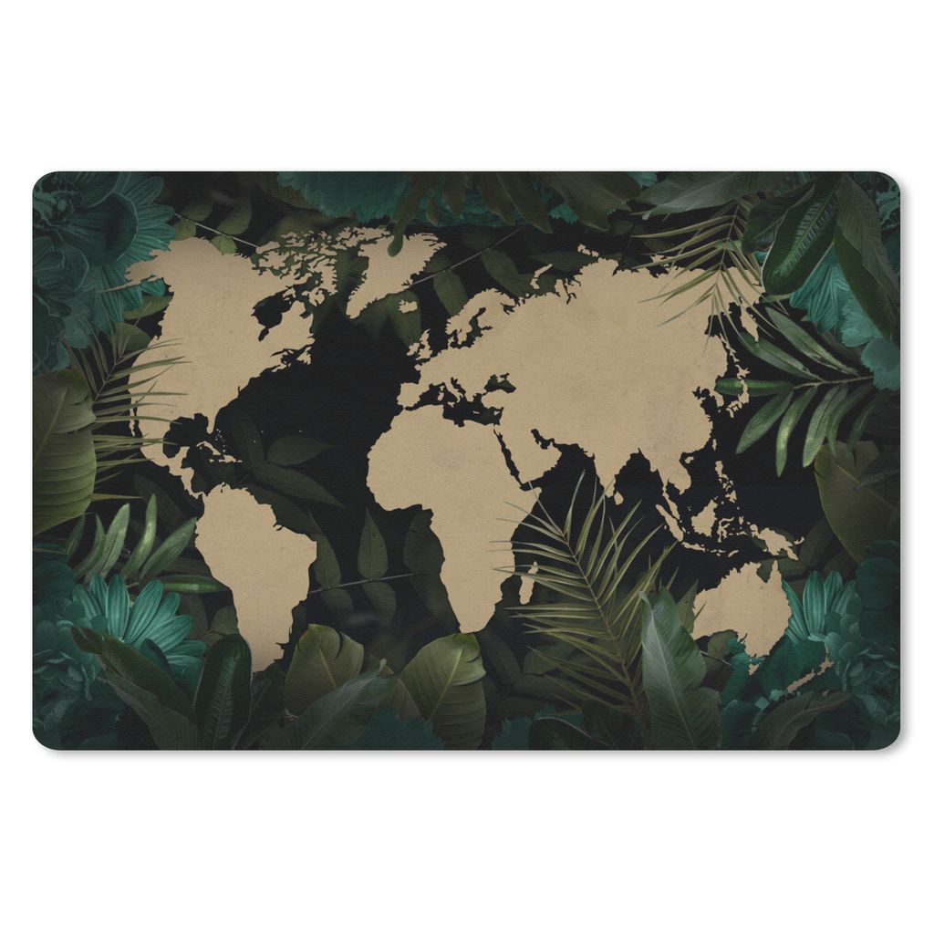 MuchoWow Mauspad Mousepad Weltkarte - Schwarz - Pflanzen 27x18 cm - Mousepads - Maus Mat - Pad - Mausunterlage - Büroartikel - Desk Matten