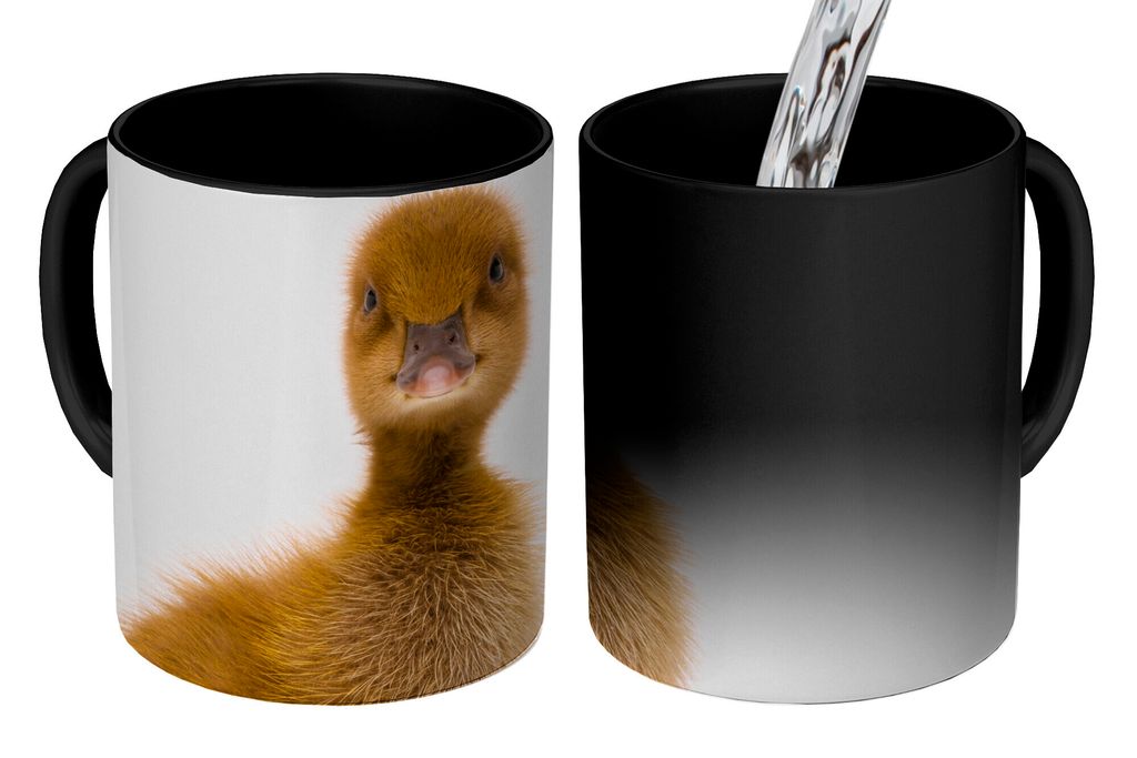 KitchenYeah Zauber Tasse Zaubertasse Magic Baby-Ente schaut in die Kamera 350 ml Farbwechsel Becher Geschenk Geschenkidee - Magic-Tasse - Fototas...