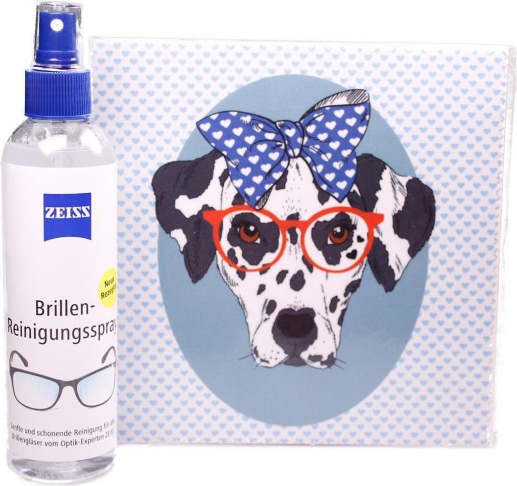 Mikrofasertuch "Hund mit blauer Schleife und blauem Hintergrund" Größe 18,5*18,5 cm von La Kelnet