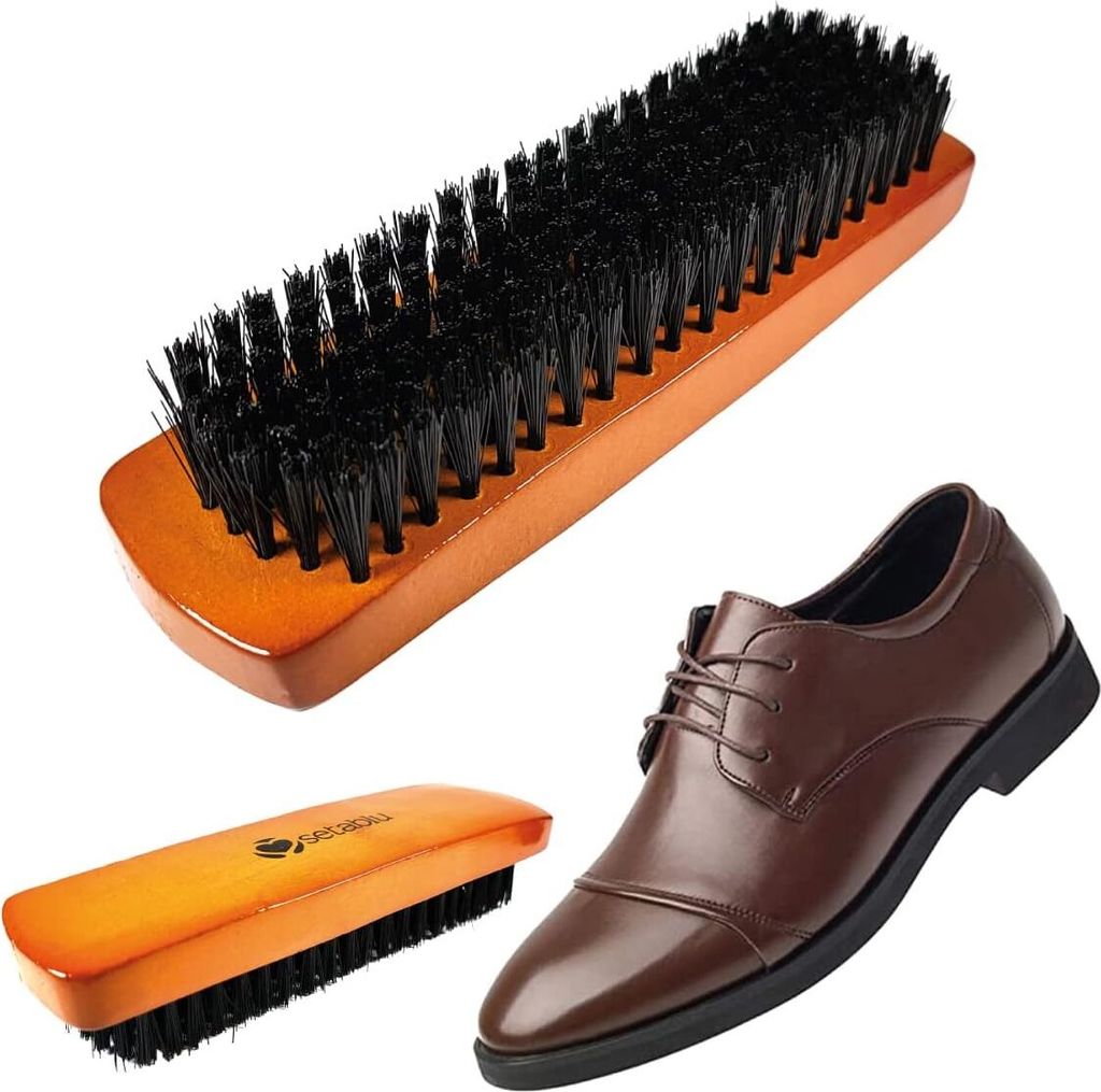 Setablu Brosse à chaussures en bois 16x4,5x3cm pour enlever Image du produit 
