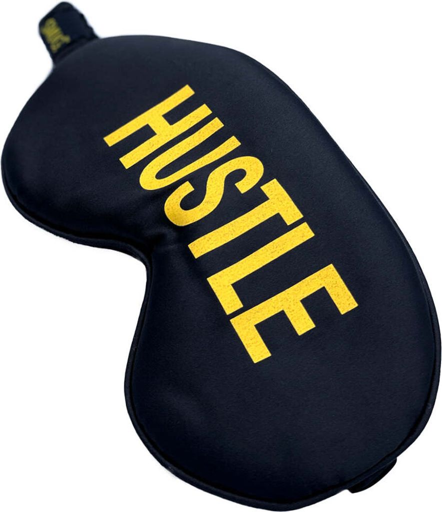 SMUG Schlafmaske - 100% Blackout - Verstellbare Augenmaske im Satin - Hustle Print
