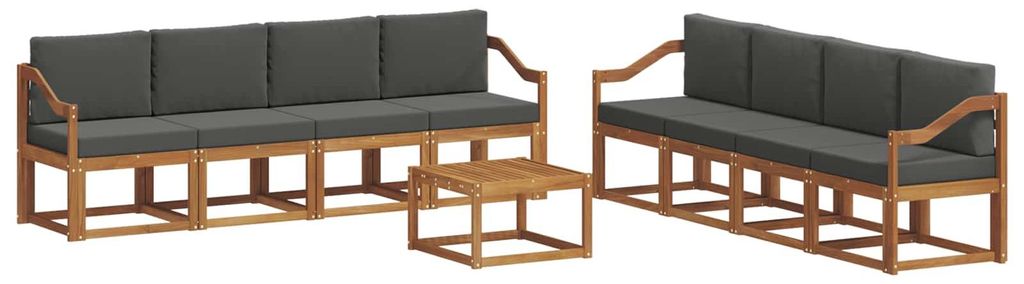 vidaXL Outdoor-Sofagarnitur 9 pcs Natur und Anthrazit